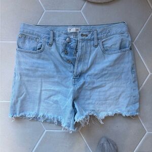 Ksubi Light Blue Frayed Hem Jean Shorts